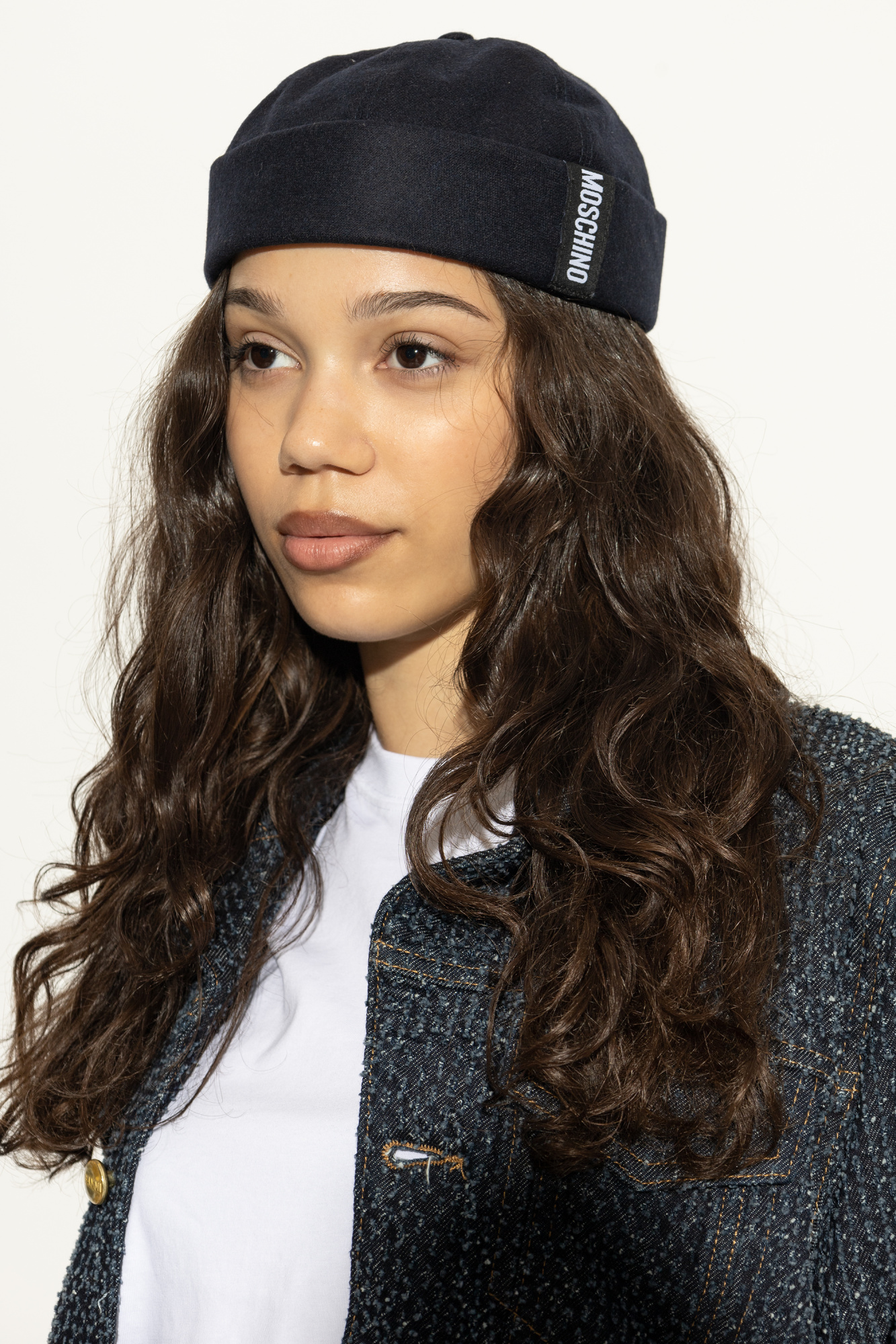 Moschino Cotton beanie with logo patch | Men's Accessorie